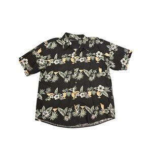 Summa silk button down casual Hawaiian shirt Mens XL tropical cocktail cruise